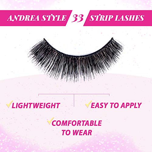 Andrea Strip Lashes, Black [33] 1 pair (Pack of 6) Beauty & Personal Care ANDREA
