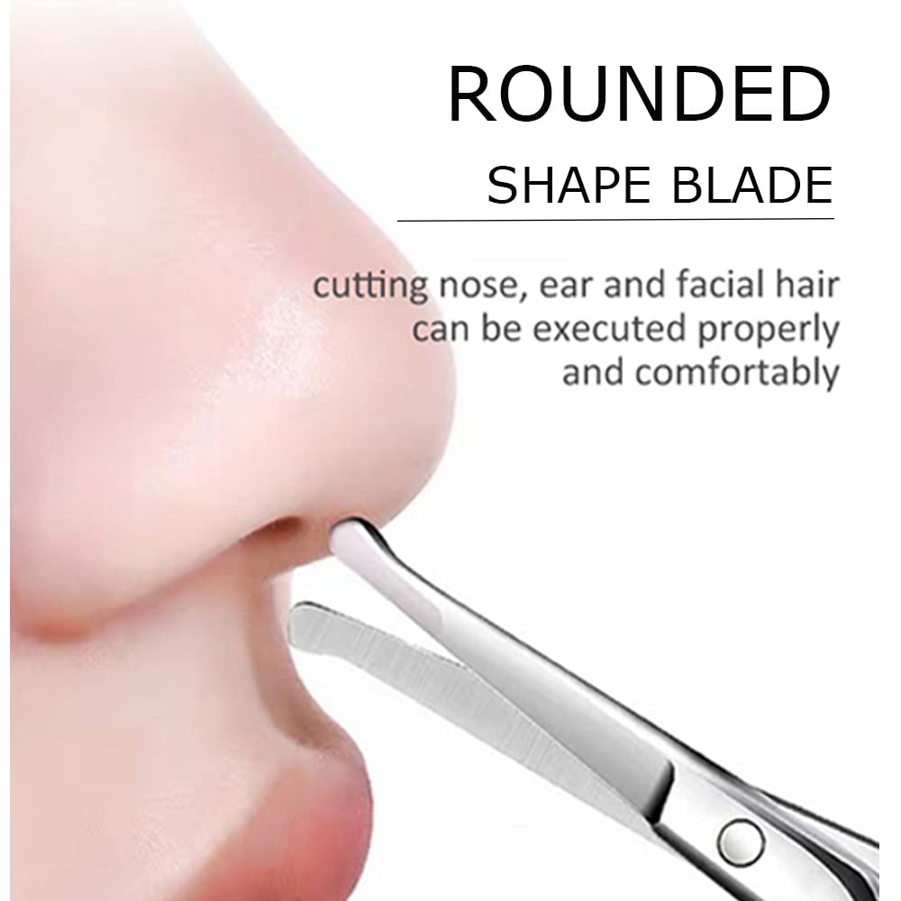 Stainless Steel Groming Scissors Pack of 2 with Travel Case - Eyebrow, Nose Hair, Mustache, Beard, Eyelashes, Ear Trimming Kit & Rounded Tip Facial Beauty and Personal Care GREIGHT BRAND PRODUCTS