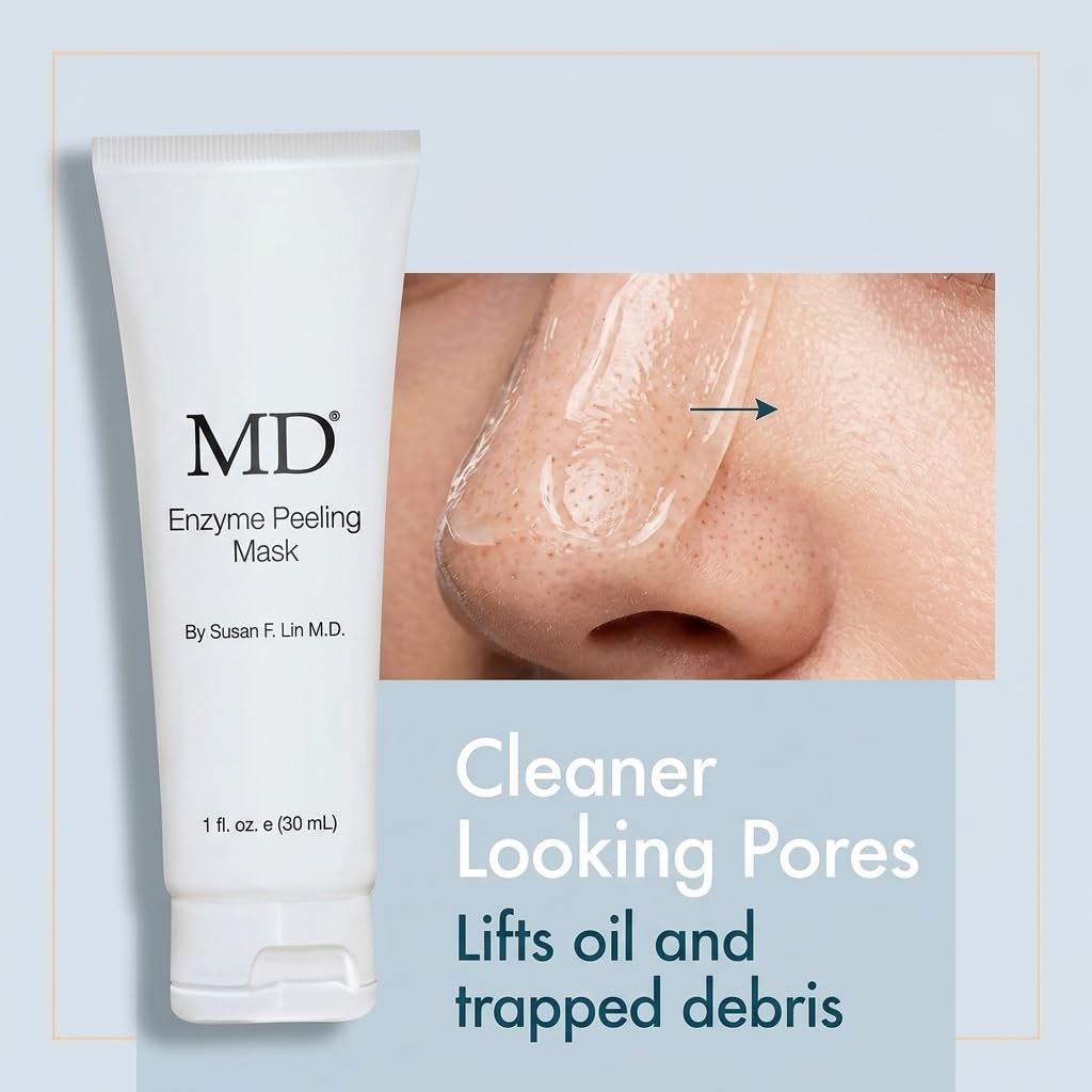 MD Enzyme Peeling Mask for Sensitive Skin - Gentle Exfoliating Gel with Papaya & Pineapple Enzymes - Professional Brightening Peel-Off Mask for Clear Beauty & Personal Care MD