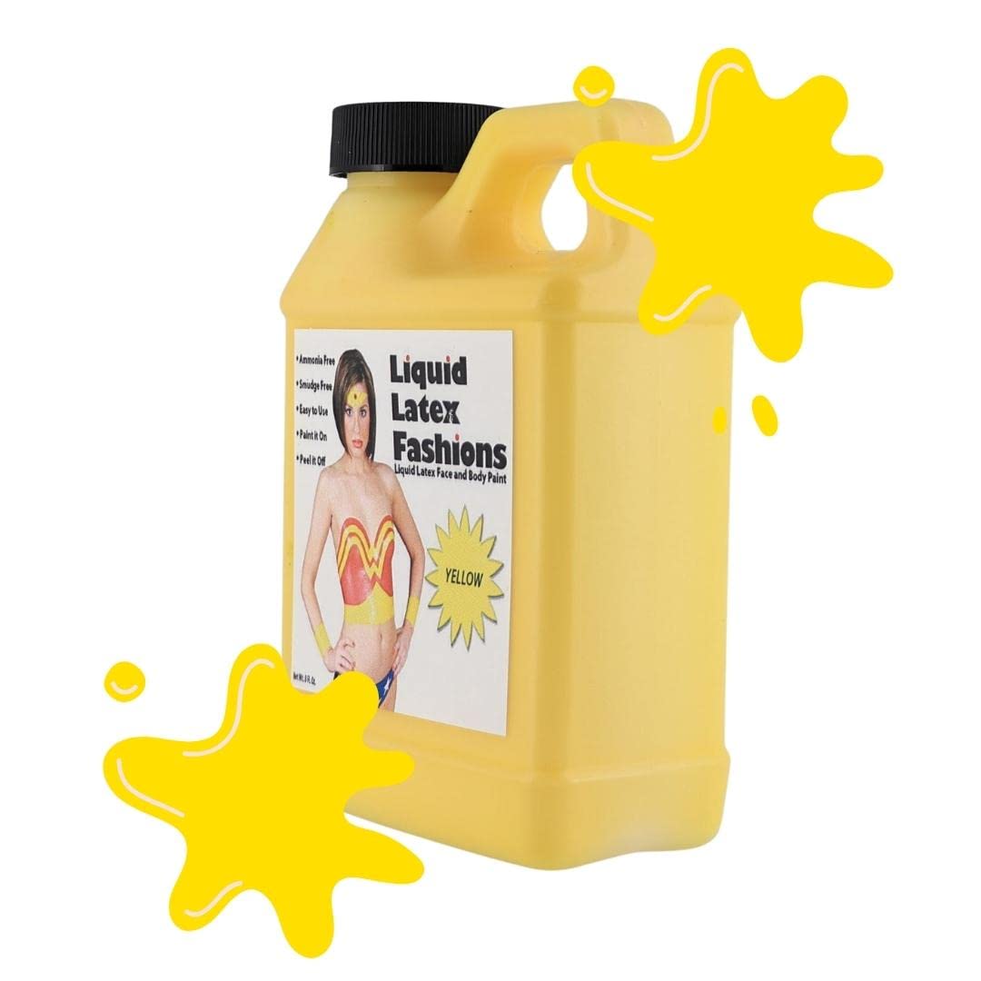 Yellow 8 Fl Oz - Liquid Latex Body Paint, Ammonia Free No Odor, Easy On and Off, Cosplay Makeup, Creates Professional Monster, Zombie Arts Beauty & Personal Care Liquid Latex Fashions