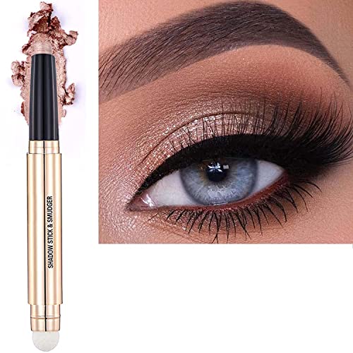 Metiplou Rose Gold Eyeshadow Stick And Eyeshadow Brush Eye Makeup Cream Shimmer Glitter Smooth Eye Shadow Sticks Pencil Nude Matte Palette Primer Beauty & Personal Care Metiplou