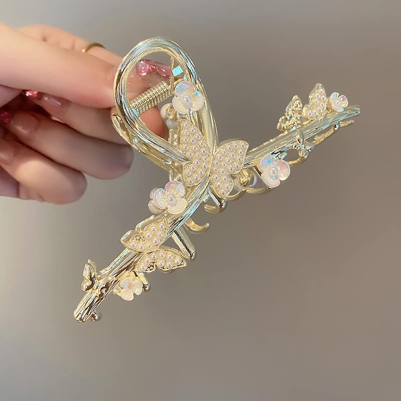 Rhinestones Butterfly Hair Clips Gold Metal Hair Claw Clips Large Hair Accessories Hair Barrettes Clips for Women Strong Hold Flower Hair Clamps Beauty & Personal Care JJLFresheners