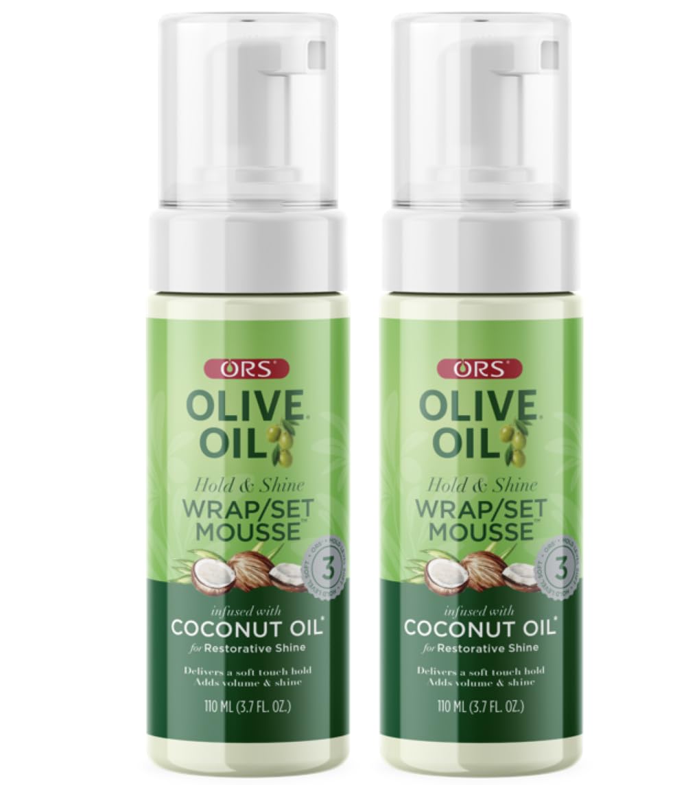 ORS Olive Oil Hold & Shine Wrap Set Mousse Infused with Coconut Oil 3.7 Ounces (Pack of 2) Beauty & Personal Care ORS