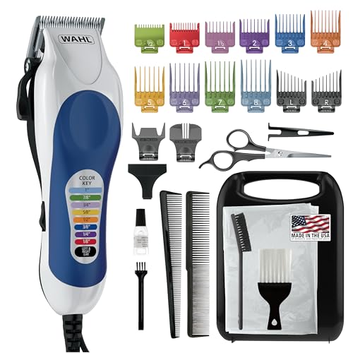 Wahl Clipper USA Color Pro Complete Haircutting Kit with Easy Color Coded Guide Combs - Corded Clipper for Hair Clipping & Grooming Men, Women Beauty and Personal Care Wahl Default Title