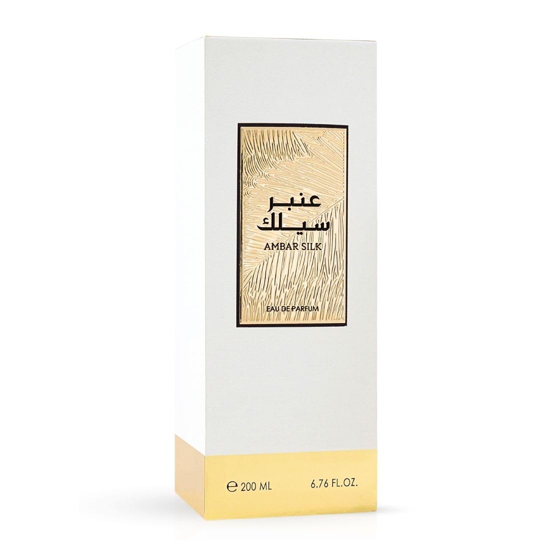 RASASI Ambar Silk Eau de Parfum Spray for 200ml (6.76 Oz) | Luxury Warm Spicy Gourmand Perfume with Amber, Vanilla & Cardamom | Unisex Arabian Beauty & Personal Care RASASI