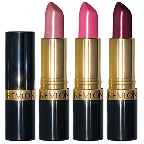 Revlon Super Lustrous 3-Piece Lipstick Gift Set, High Impact, Moisturizing, Cream Finish, 764 On The Mauve, 778 Pink Promise, 477 Black Cherry, 0.45 Beauty & Personal Care REVLON