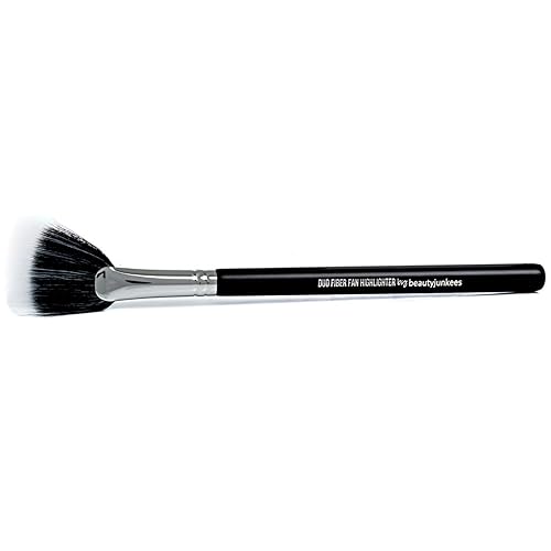 Fan Highlighter Makeup Brush - Beauty Junkees Duo Fiber Face Make Up Brushes, Cheekbone Define Highlighting with Powder, Cream, Mineral, Liquid Beauty & Personal Care Beauty Junkees
