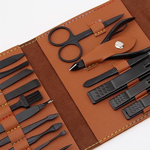 16 Pieces Manicure Set, Pedicure Kit, Nail Clippers, Stainless Steel Professional Personal Care Tool Kit, Nail Tools with Brown Case, Gifts for Men Beauty & Personal Care Lemon Shane