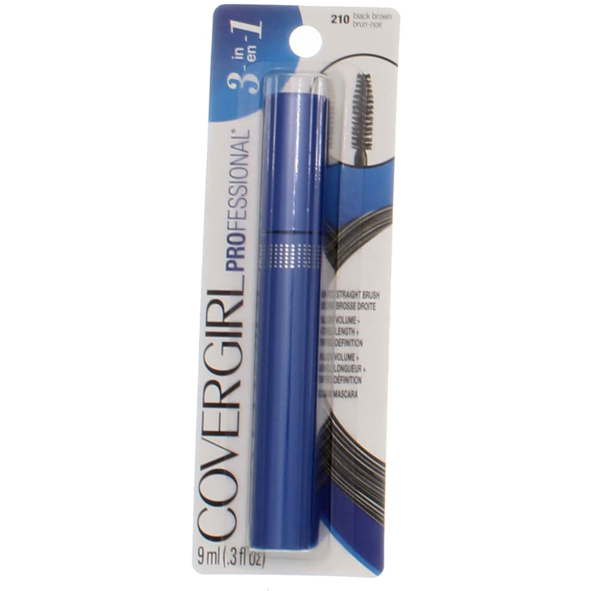 CoverGirl Professional 3-in-1 Straight Brush Mascara, 210 Black Brown, 0.3 Ounce Beauty & Personal Care COVERGIRL