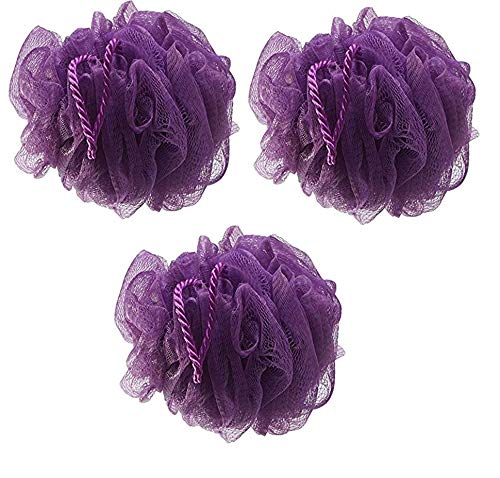 PLANET 007 Bath Shower Sponge Loofahs Mesh Pouf Shower Ball, Mesh Bath Shower Sponge, Purple - 3 Pcs Beauty and Personal Care PLANET 007