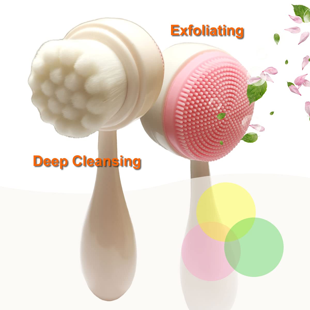 Double Side Brush with Soft Bristles for Skin Care, Silicone Brush for Massaging(White) Beauty & Personal Care MYMOOSH