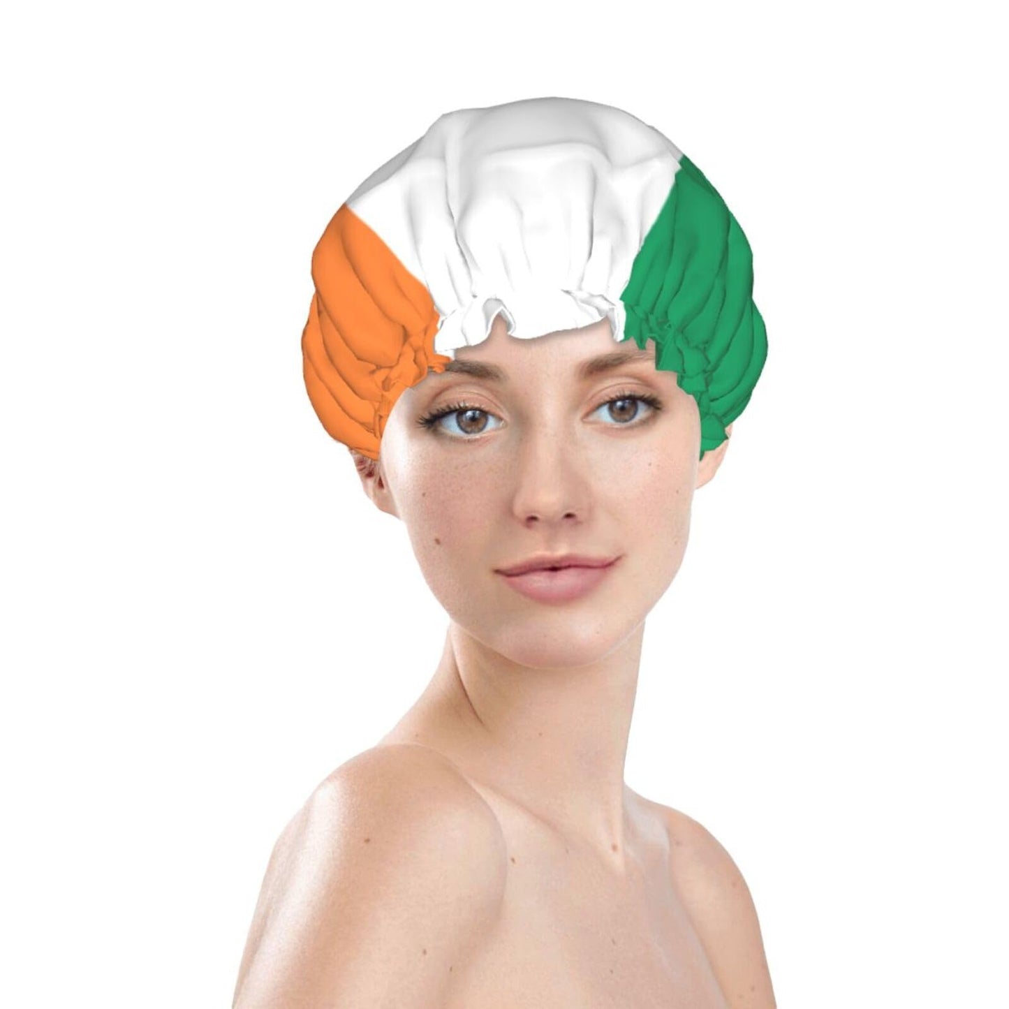 Ireland Flag Prints Shower Cap Double Layer Lined Waterproof Bathing Shower Hat Beauty and Personal Care Hayyett