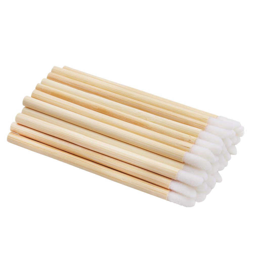 100pcs Lip Gloss Wands Disposable Bamboo Handle Lip Brushes Lipstick Applicator Makeup Tool Beauty & Personal Care myaokue-up