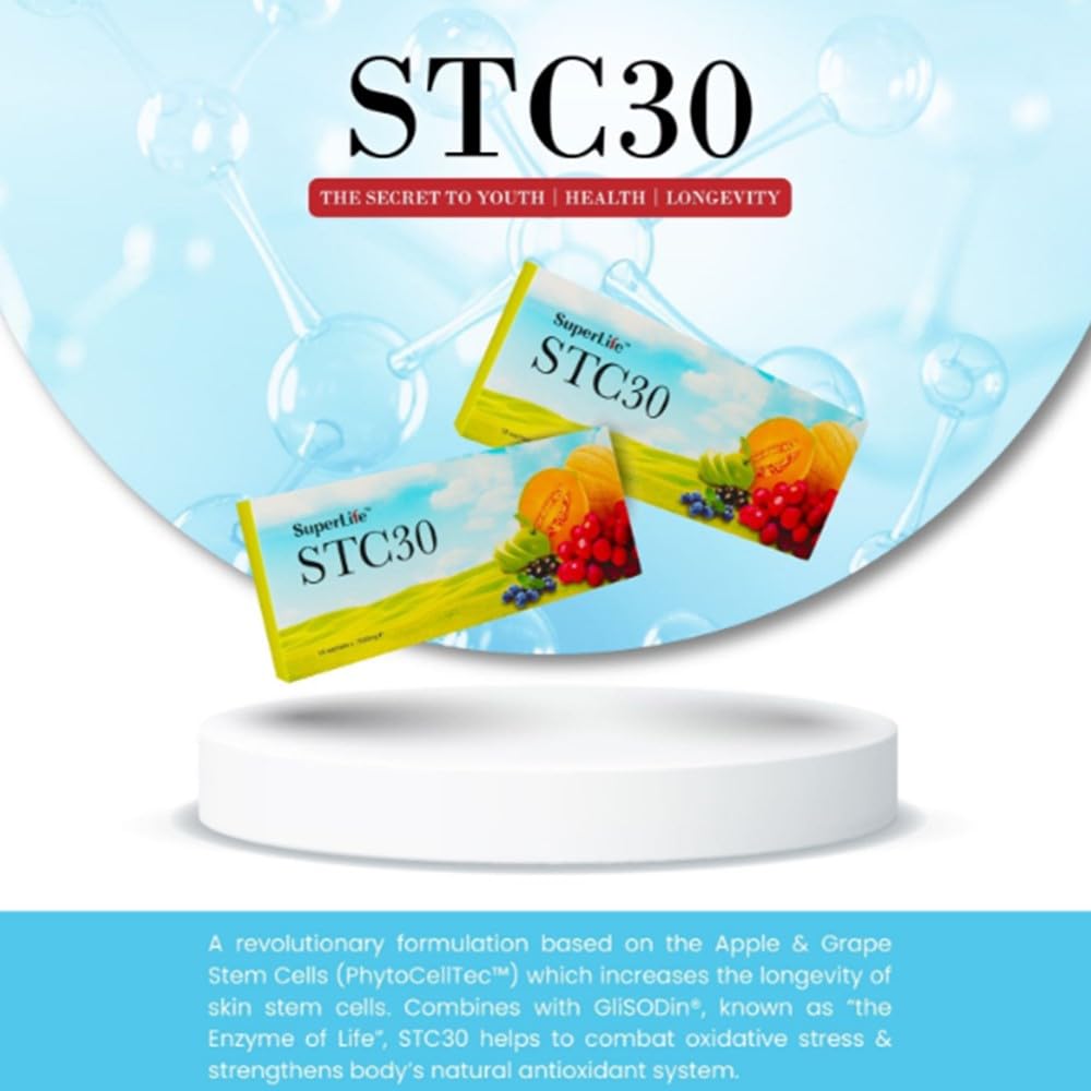 SUPERLIFE STC30 Stem Cell Anti Aging Supplement Reduce Wrinkles Pores Pimples Fine Lines Skin Texture (15 Sachets) Beauty & Personal Care SUPERLIFE