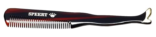 Speert #1619 Handmade Wide Tooth Mustache Comb - Small Tortoise Havana Acetate, Coarse Hair Pocket Sized Grooming Tool, Tangle Free Straightener Beauty & Personal Care Speert