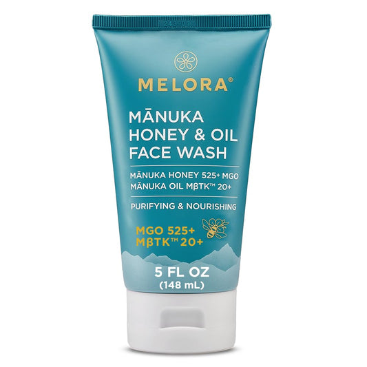 MELORA Manuka Honey Face Wash (5 Oz), Daily Skin Care Facial Cleanser & Makeup Remover with Manuka Honey & Oil for Dry or Sensitive Skin - Anti-Aging Beauty & Personal Care MELORA