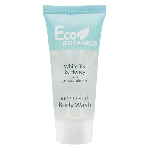 Eco Botanics Travel Size Hotel Body Wash 20 Count 0.85 oz Bottles Guest Amenities for Vacation Rentals and Short Term Rentals Paraben Free White Tea Beauty & Personal Care Eco Botanics