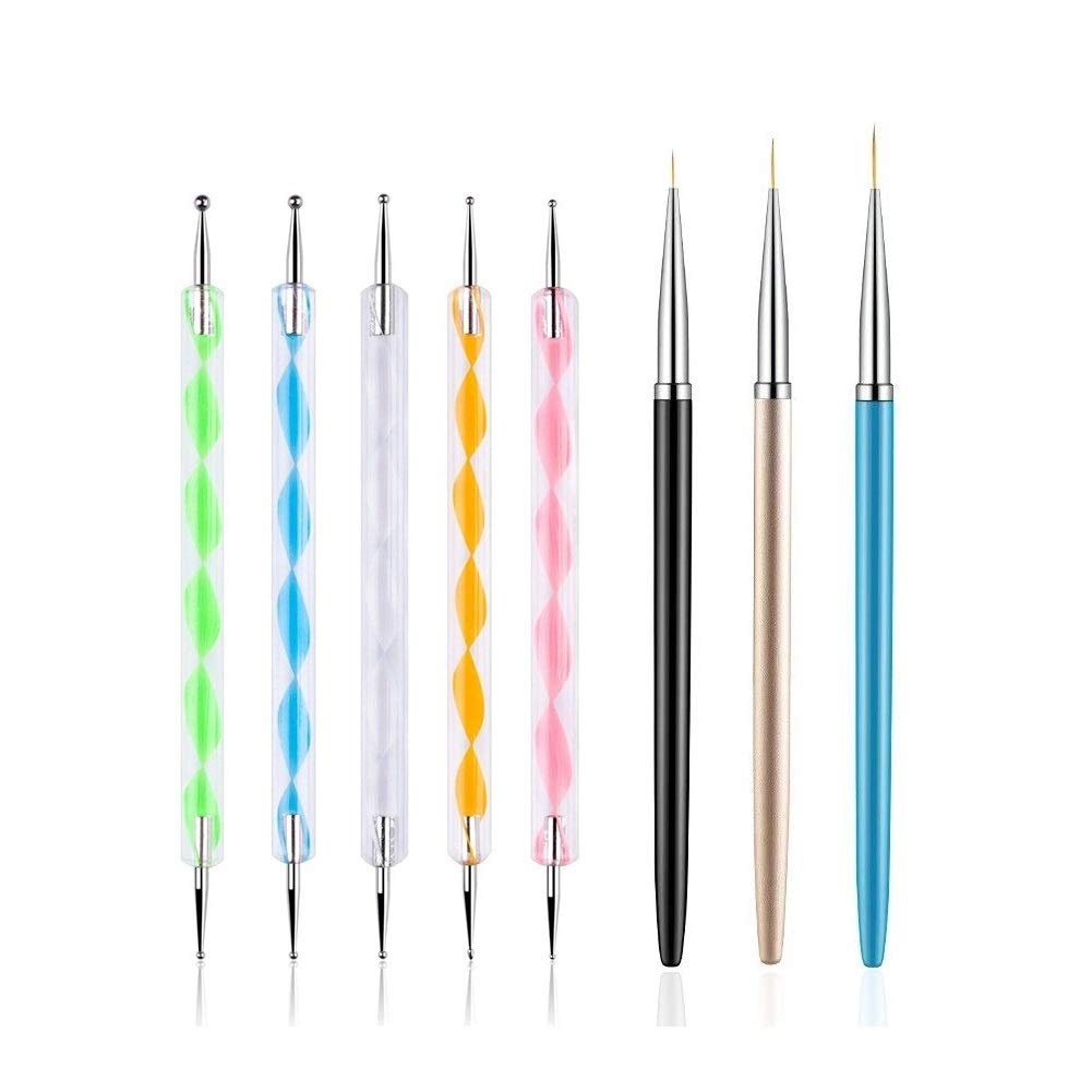 5PCS Dotting Pens with 3 PCS Nail Painting Brushes, Nail Art Design Tools Beauty and Personal Care FULINJOY Default Title
