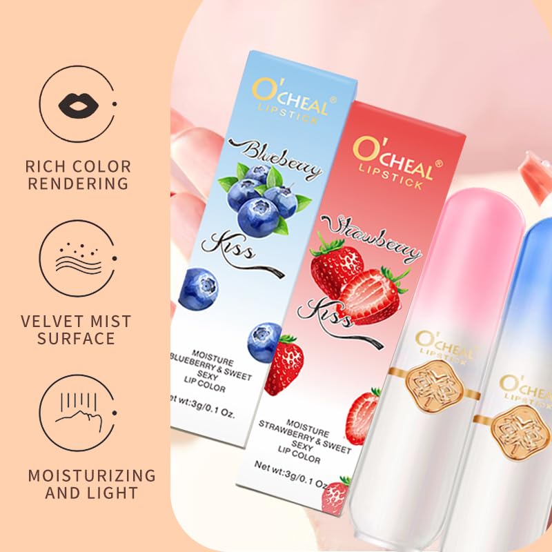 O'CHEAL Color Fruit Lipstick Peach Temperature Changing Lip balm Moisturizing Waterproof Long Lasting Moisturizes Lip Balm Beauty and Personal Care O'CHEAL