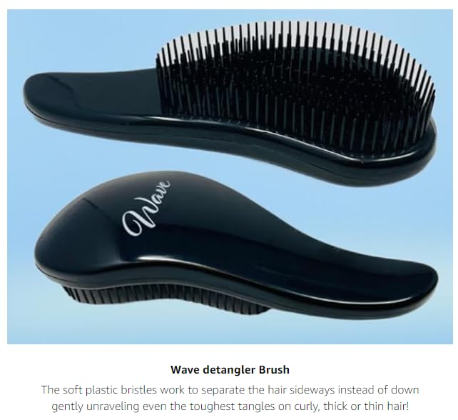 G.B.S Wave Multi-Function Glide Thru Brush Unisex Man and Women Long or Short Hair - Dense Black Bristles to Remove Knots, tangles Silky Smooth