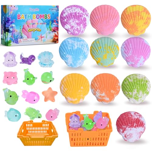 Bath Bombs for Kids with Toys Inside for Girls Boys - 10 Handmade Bubble Bath Fizzies Bomb with Surprise Sea Animals Toys, Easter Birthday Christmas Beauty and Personal Care Excalla
