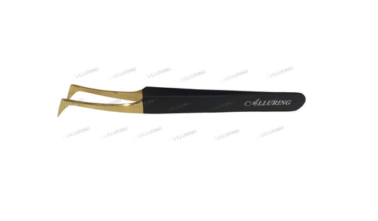 Alluring Black with Gold Tip Tweezers for Eyelash Extension - Volume Lashes L Type 6A-SA Beauty and Personal Care Alluring