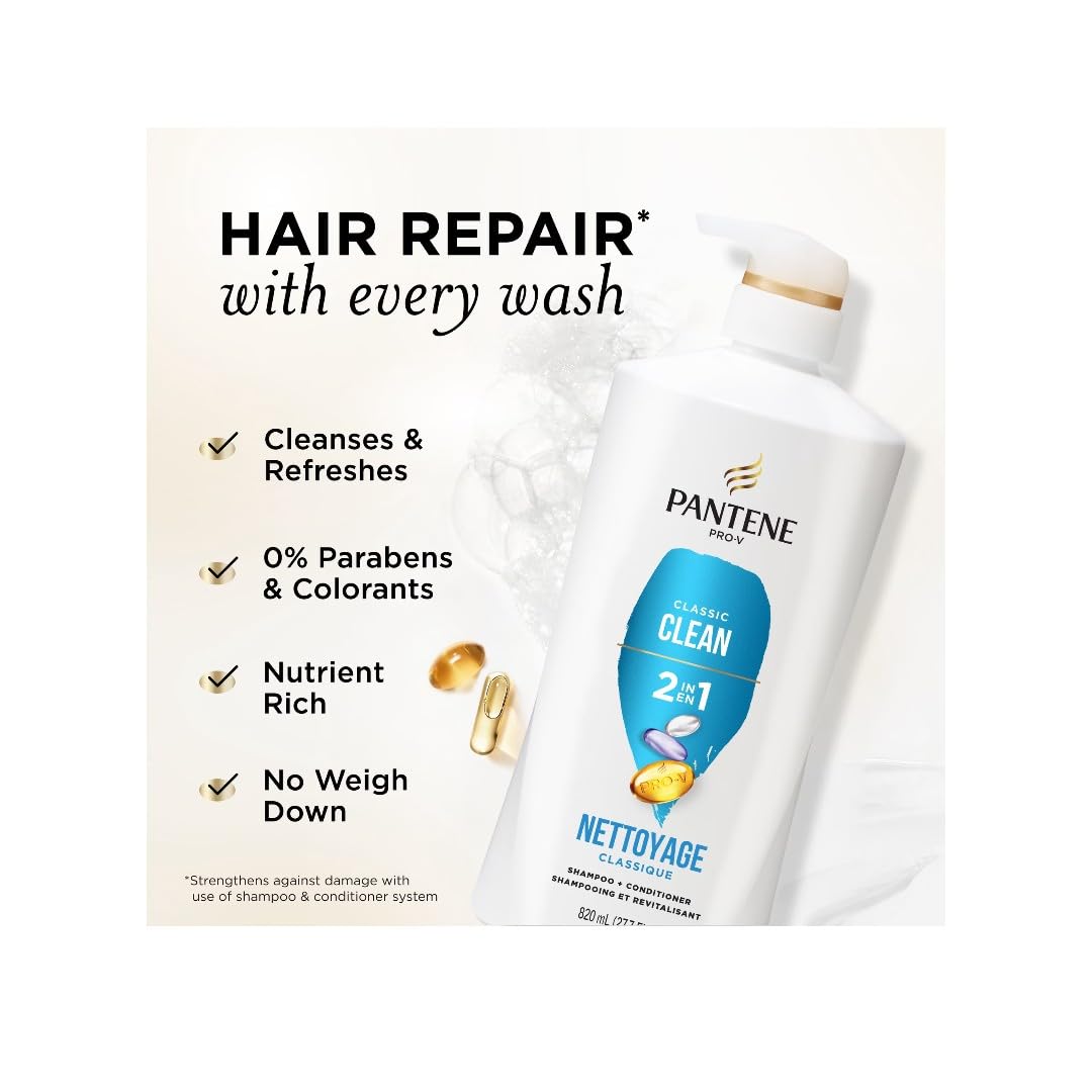 Pantene Pro-V Classic Clean 2in1 Shampoo + Conditioner, 27.7oz/820mL Beauty & Personal Care Pantene