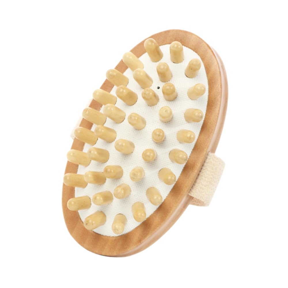 Dry Body Brush, Wooden Handheld Body Massager Brush - Natural Wood, body brush, bath & body brushes Muscle Relax Sauna Spa Head Massage Brush Beauty and Personal Care TIKMOON