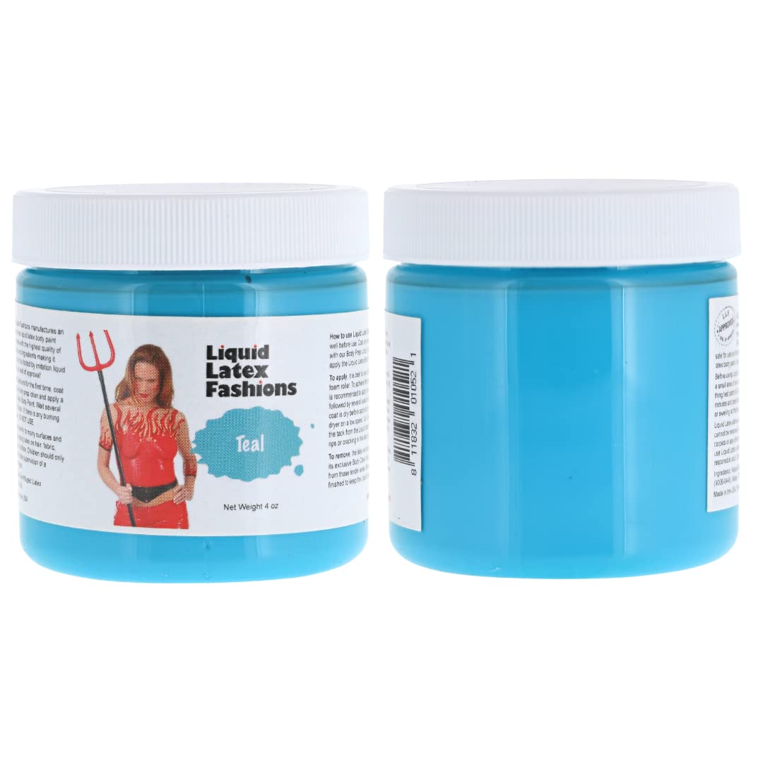 Teal 4 Oz - Liquid Latex Body Paint, Ammonia Free No Odor, Easy On and Off, Cosplay Makeup, Creates Professional Monster, Zombie Arts Beauty & Personal Care Liquid Latex Fashions