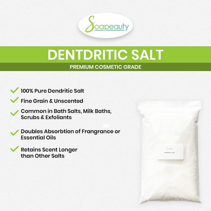 Soapeauty Dendritic Salt - Premium Fine Grain Bath and Body Salt for Scrubs, Exfoliants, and Milk Baths - High Absorption for Fragrance Oils Beauty and Personal Care Soapeauty