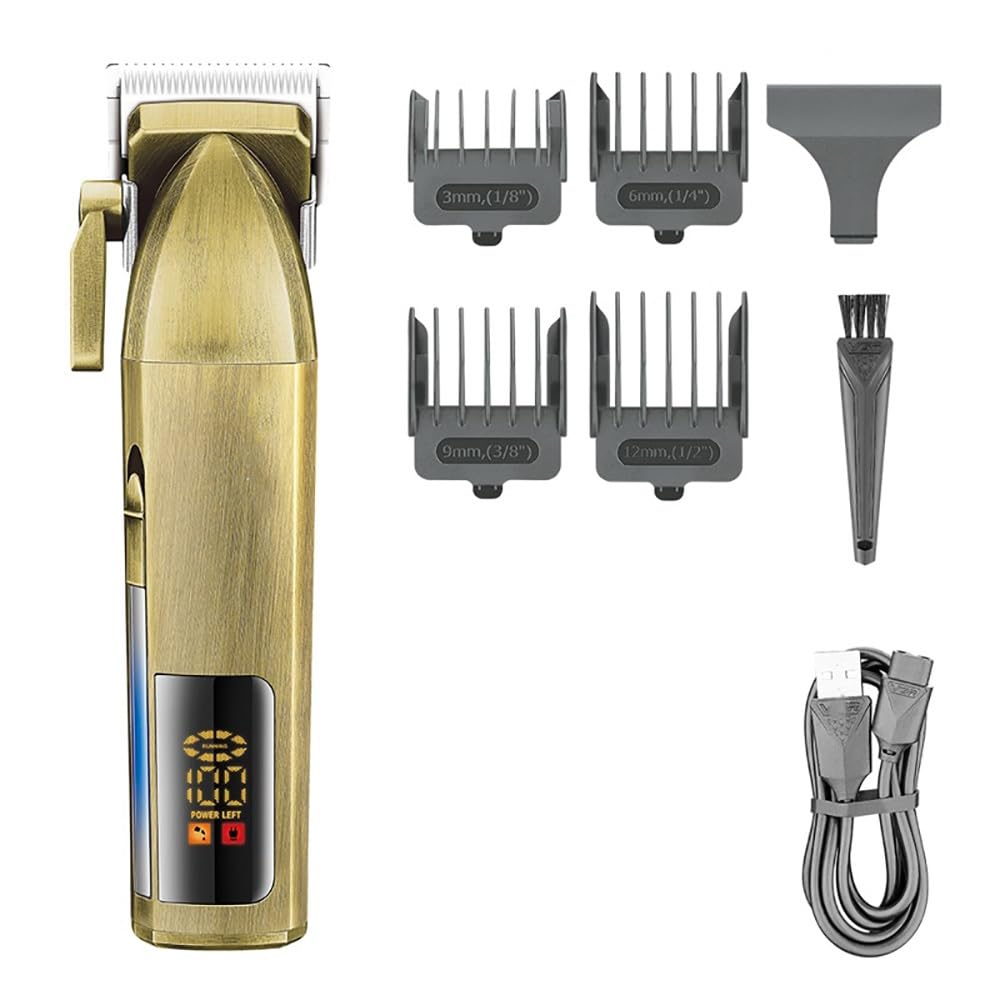 QDKVTNDJZ Mens Hair Clippers, All Metal Electric for Men Professional Rechargeable Beard Trimmer Cordless Barber Cutting Machine Beauty and Personal Care QDKVTNDJZ