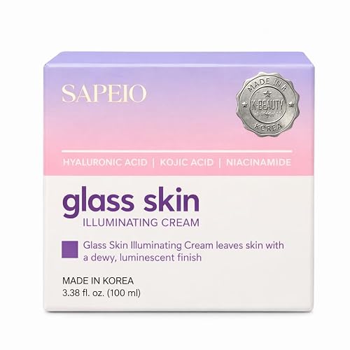 Sapeio Glass Skin Illuminating Cream with Hyaluronic Acid, Kojic Acid and Niacinamide, Dewy Luminescent Finish, 3.38 fl. oz. Beauty & Personal Care Sapeio