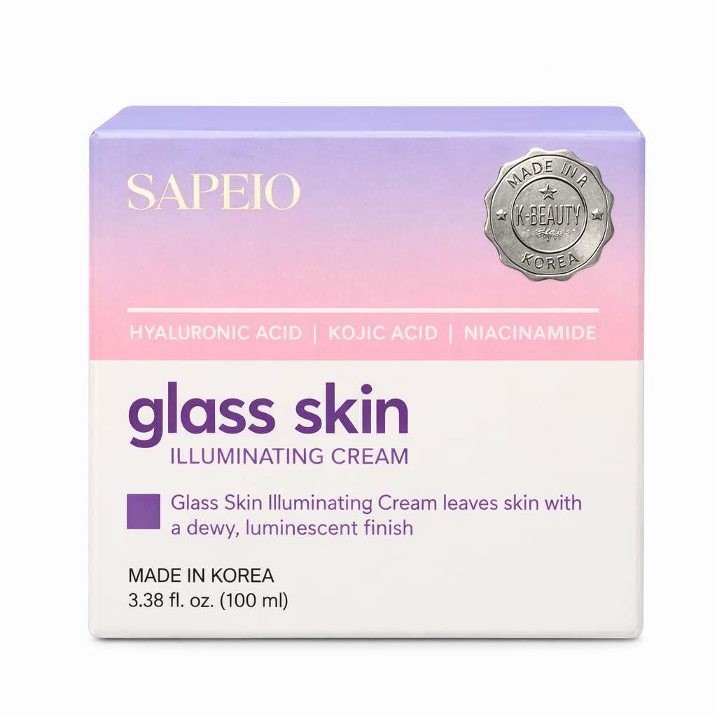 Sapeio Glass Skin Illuminating Cream with Hyaluronic Acid, Kojic Acid and Niacinamide, Dewy Luminescent Finish, 3.38 fl. oz. Beauty & Personal Care Sapeio