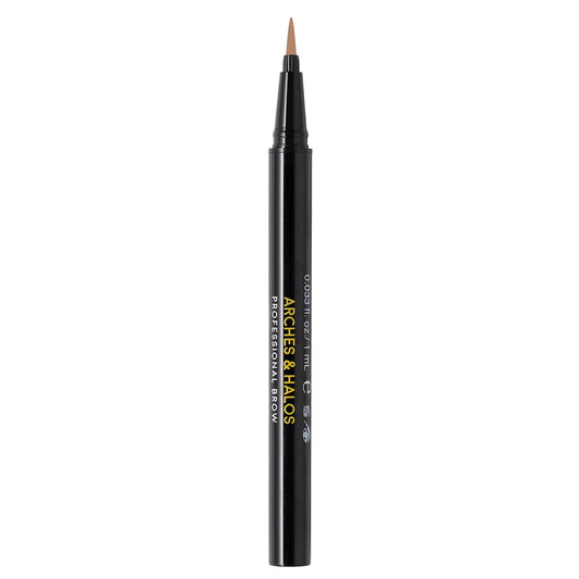 Arches and Halos Fine Bristle Tip Pen - Eyebrow Pencils for Women - Vegan Brow Pencil - Smudge-Proof, Buildable Formula - Warm Brown - 0.02 oz