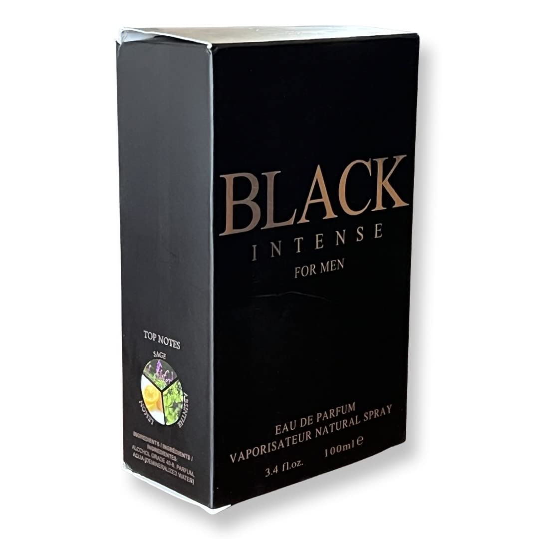 BLACK INTENSE for Men Eau de Parfum for Men - 3.4 Fl Oz - Perfect blend of Sage, Lemon and Absinthe for a Sophisticated Scent Beauty & Personal Care United Scents