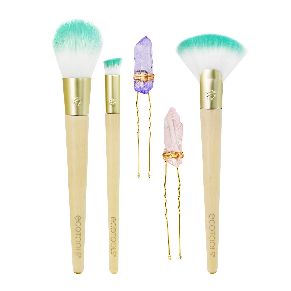 Ecotools Glossy Finish MakeUp Brush Set, Beige/Green (Set of 5) Beauty & Personal Care EcoTools