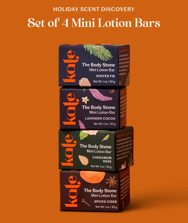 Kate McLeod Winter Rituals Mini Body Stone Gift Set ( Lavender Cocoa, Cardamom Rose, Spiced Cider, and Winter Fir) Beauty & Personal Care Kate McLeod