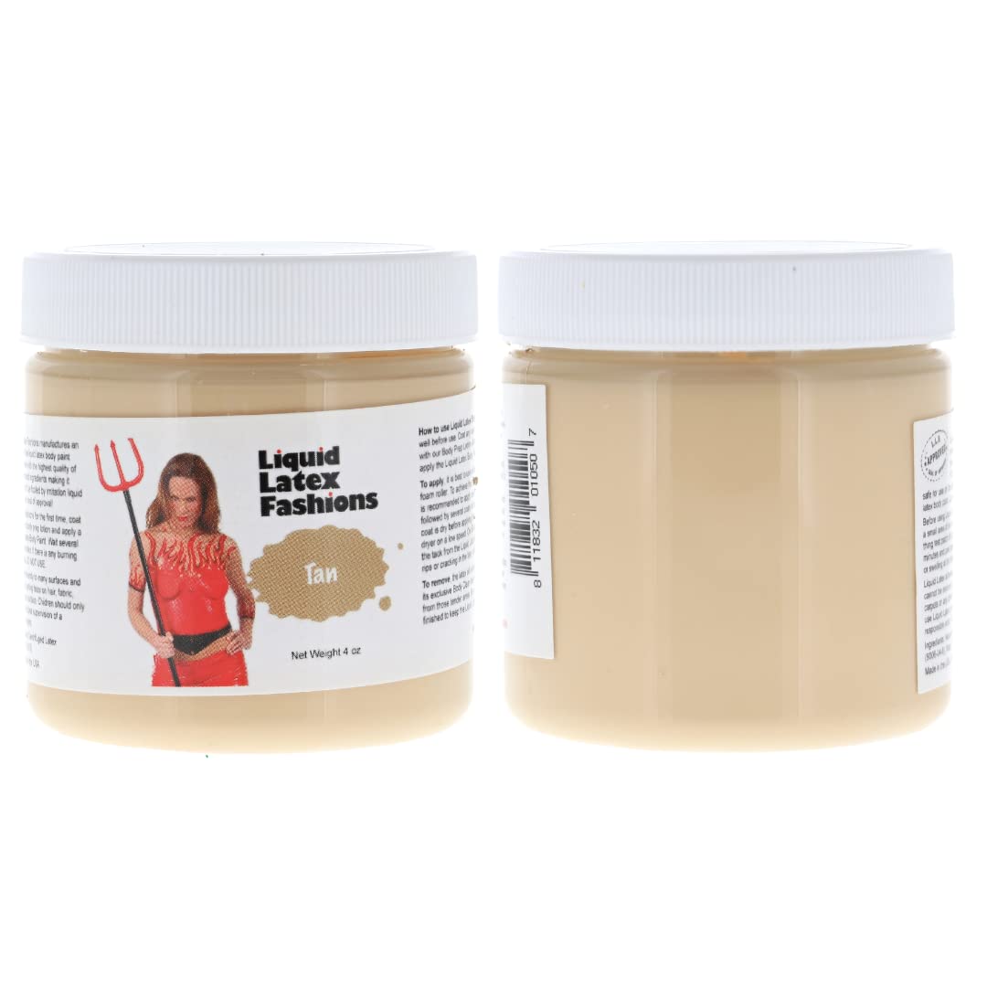 Tan 4 Oz - Liquid Latex Body Paint, Ammonia Free No Odor, Easy On and Off, Cosplay Makeup, Creates Professional Monster, Zombie Arts Beauty & Personal Care Liquid Latex Fashions