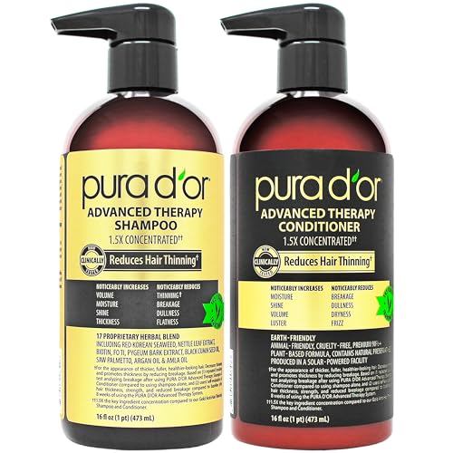 PURA D'OR Advanced Therapy Biotin Shampoo & Conditioner Hair Care Set For Hair Thinning, CLINICALLY TESTED Effective Results, Herbal Hair Thickening Beauty & Personal Care PURA D'OR