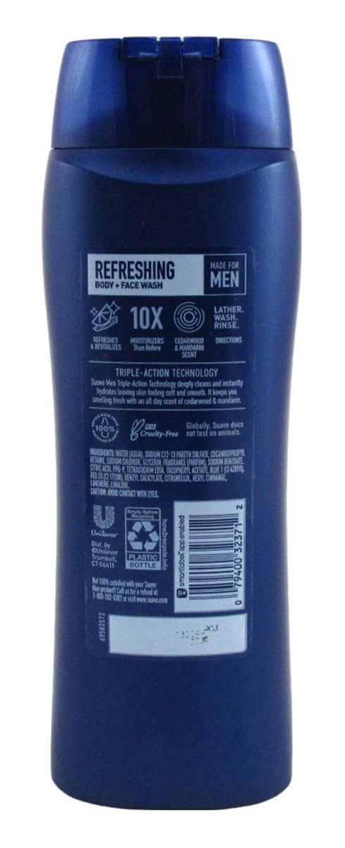 Suave Body + Face Wash Men 18 Ounce Refreshing Cedarwood (Pack of 2) Beauty & Personal Care Suave