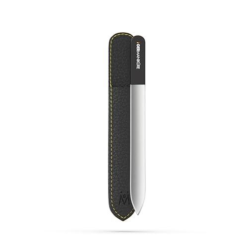 GERMANIKURE Czech Crystal Glass Nail File in Suede Leather Case, Original Black Branded, Professional Manicure & Pedicure Products for Easy Shaping Beauty & Personal Care GERmanikure