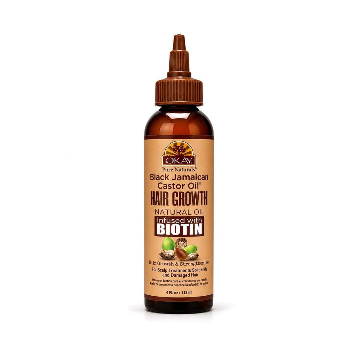 OKAY Black Jamaican Castor Oil with Biotin, Moisturizing Hair and Scalp Oil for Softness and Shine, 4 oz