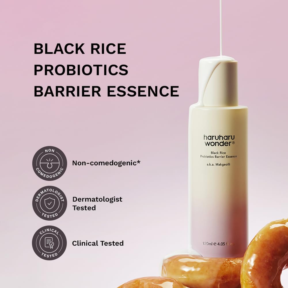 haruharu Wonder Black Rice Probiotics Barrier Essence, 4.05 fl.oz, Skin Flooding & Layering, Strengthens Skin Barrier, Moisturizes, Glowy Radiant Beauty and Personal Care HARUHARU