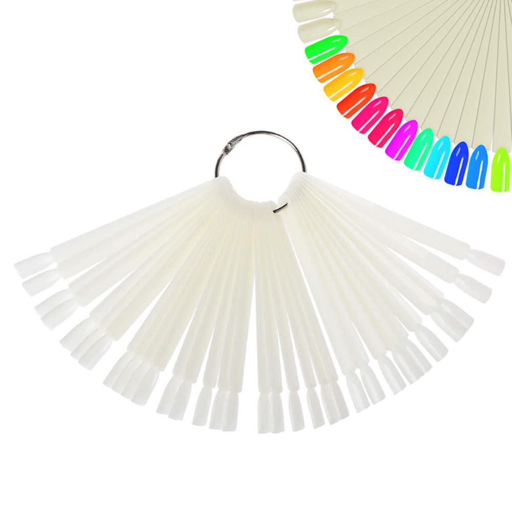 JASSINS 50 Pcs Nail Sticks, Nail Polish Display Board False Nail Art Practice Sticks With Metal Screw Split Ring Beauty and Personal Care JASSINS Default Title