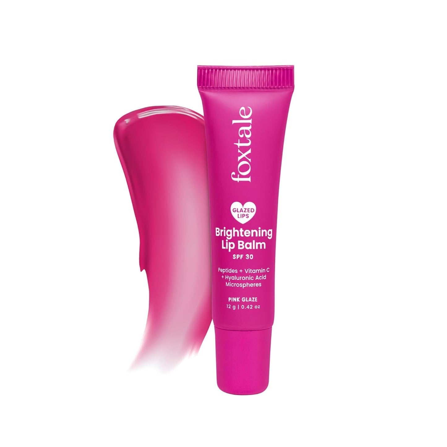 Foxtale SPF 30 Brightening Lip Balm for Dark Lips with Peptides & Vitamin C | Brightens | Hydrates | Tinted Lip Balm - Pink Glaze 12gm Beauty & Personal Care FoxTale