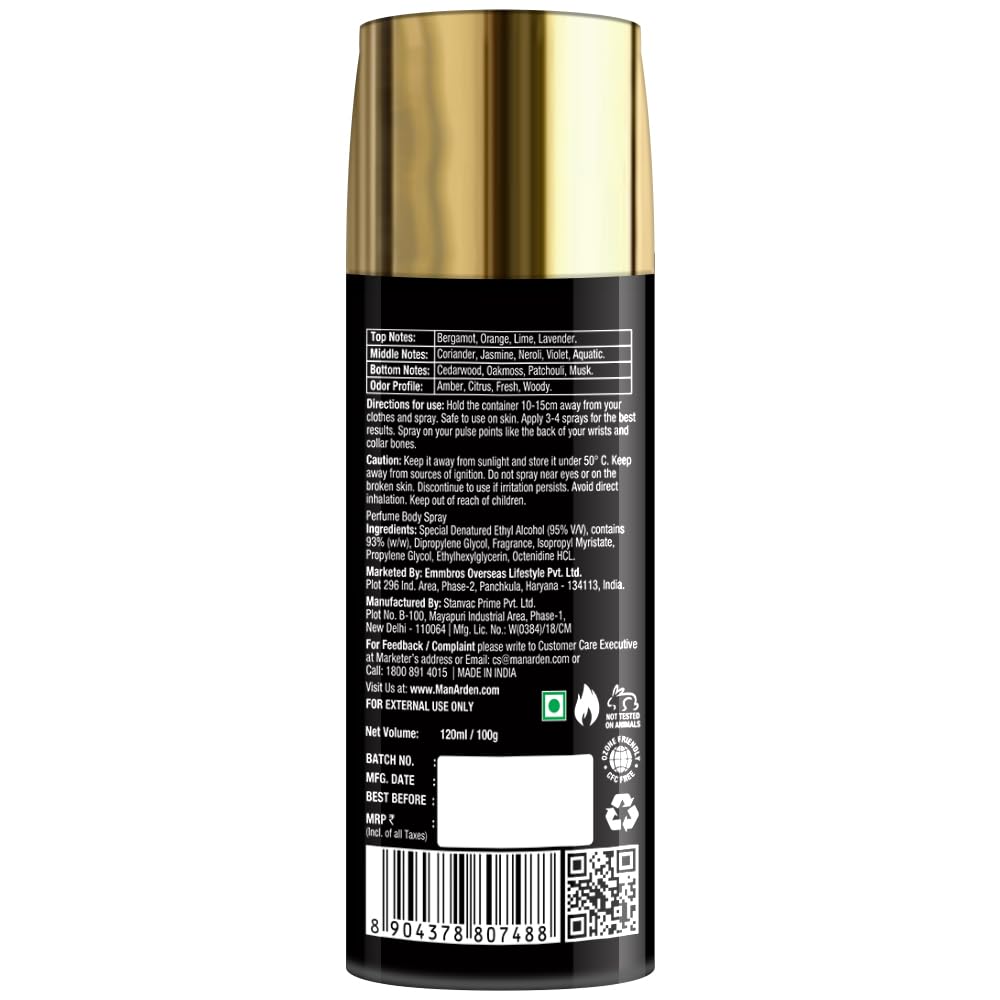 Man Arden #2 Deodorant, No Gas Deo for Men, Long Lasting Ultra Luxury Perfume Body Spray, 120ml Beauty and Personal Care Man Arden