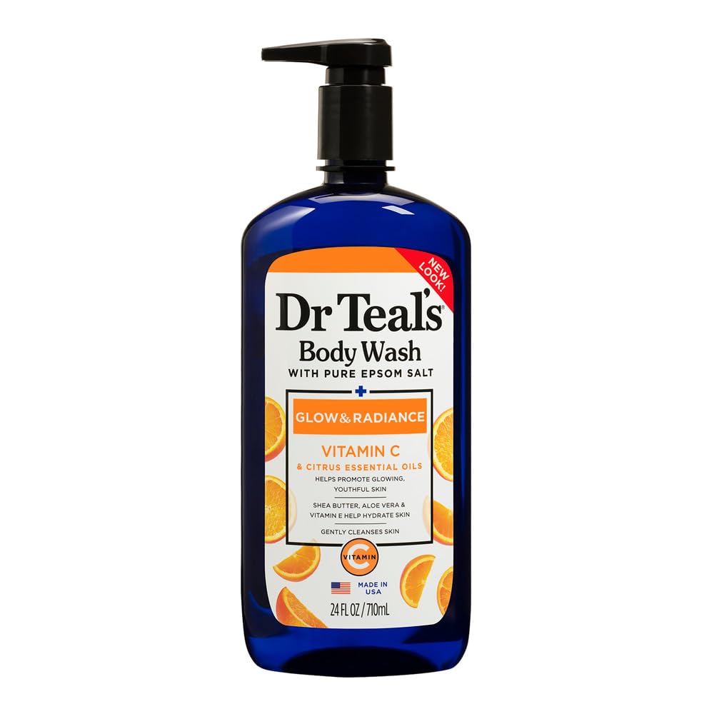 Body Wash with Pure Epsom Salt, Glow & Radiance, Vitamin C & Citrus Essential Oils Teal's, 24 fl oz Beauty & Personal Care Dr Teal's