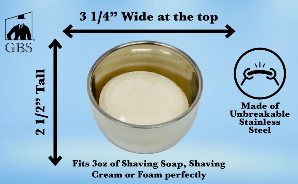 G.B.S Stainless Shaving Soap Bowl, Synthetic Stainless Brush, Luxurious Classy Modern Finish, 3 Pieces Beauty & Personal Care G.B.S