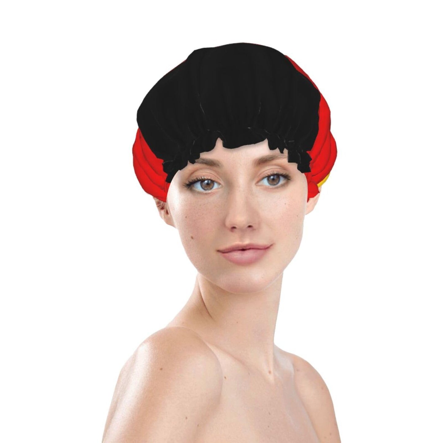 Germany Flag Prints Shower Cap Double Layer Lined Waterproof Bathing Shower Hat Beauty and Personal Care Hayyett