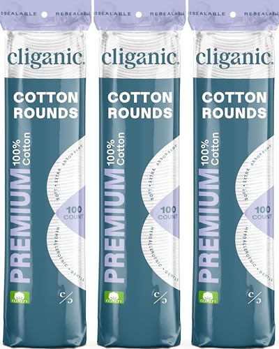Cliganic Premium Cotton Rounds for Face (300 Count) - Makeup Remover Pads, Hypoallergenic, Lint-Free | 100% Pure Cotton Beauty and Personal Care Cliganic Default Title